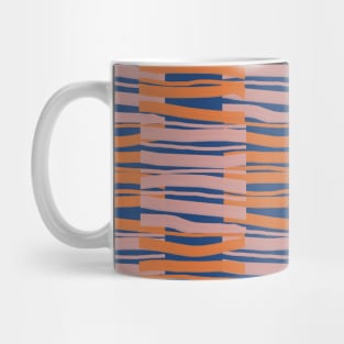 Contemporary Retro Orange Pink Blue Abstract Fibres Pattern Mug